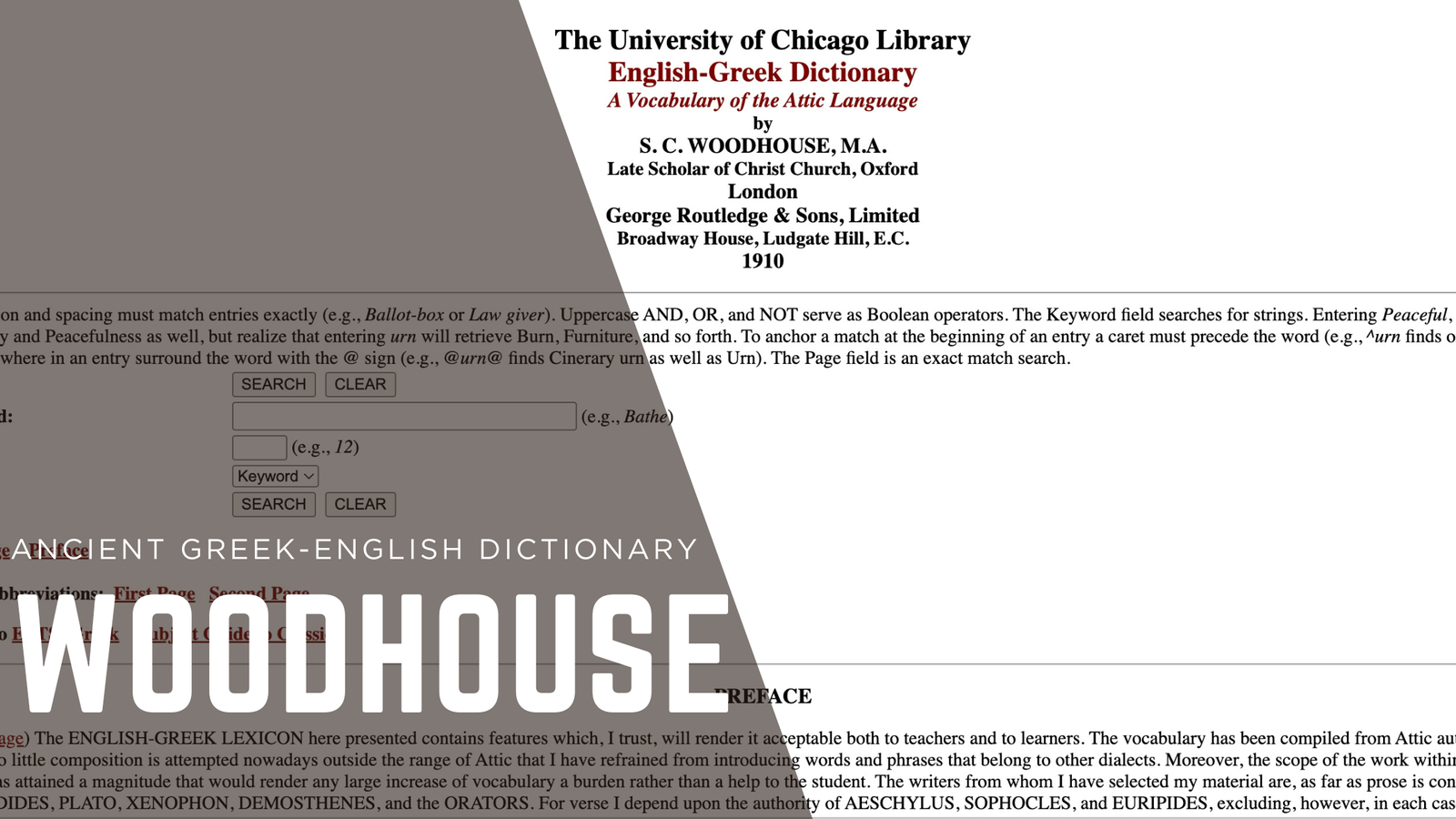 Your Online Ancient Greek English Dictionary: Woodhouse